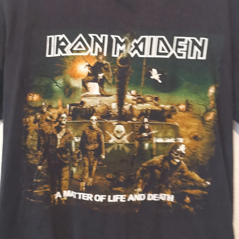 Iron Maiden Double Print T-shirt Solid Rock USA Label A Matter of Life and Death - Picture 3 of 8